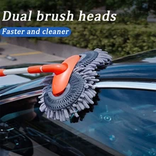 

2021 New 360° Rotation Car Wash Brush Dual brush heads Chenille Broom Telescoping Long Handle Cleaning Mop Auto Accessories Tool