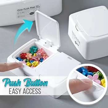 

Button Type Storage Box Tissue Box Desktop Floss Storage Case Push Button Open GHS99