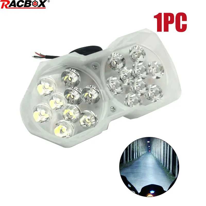 

18led Motorcycle headlights LED super bright 3000LM Black White shell Motorbike headlamp spotlights Scooter auxiliary lamp 12V