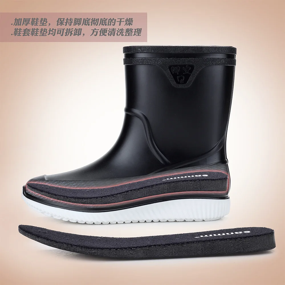 Г. Противоскользящая водонепроницаемая обувь для дождливой погоды мужские непромокаемые ботинки толстые пластиковые ботинки для дождя, для рыбалки, для кухни, для мытья автомобиля, для воды