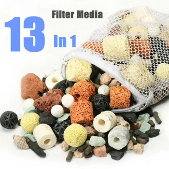 

500g Aquarium Fish Tank Filter Media Ceramic Rings Activated Carbon Bio Balls Clear Water Purification with Filter Net Bag