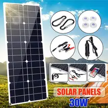 30W 18V Mono Solar Panel USB 12 V/5 V DC Monokristalline Flexible Solar Ladegerät Für Auto RV boot Batterie Ladegerät Wasserdichte 53x29cm(China)