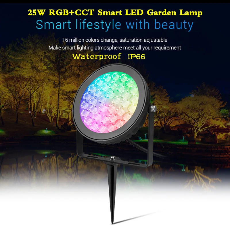2100LM 25W RGB CCT Smart Outdoor LED Lamp Landscape light for garden AC 220V Wifi/Phone APP/2.4GHz Remote/Alexa Voice Control