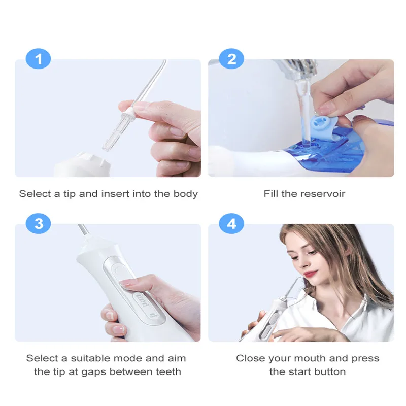 SEAGO Rechargeable Water Flosser Water Thread Oral Dental Irrigator Portable 3 Modes 200ML Tank Water Jet Waterproof IPX7 Home