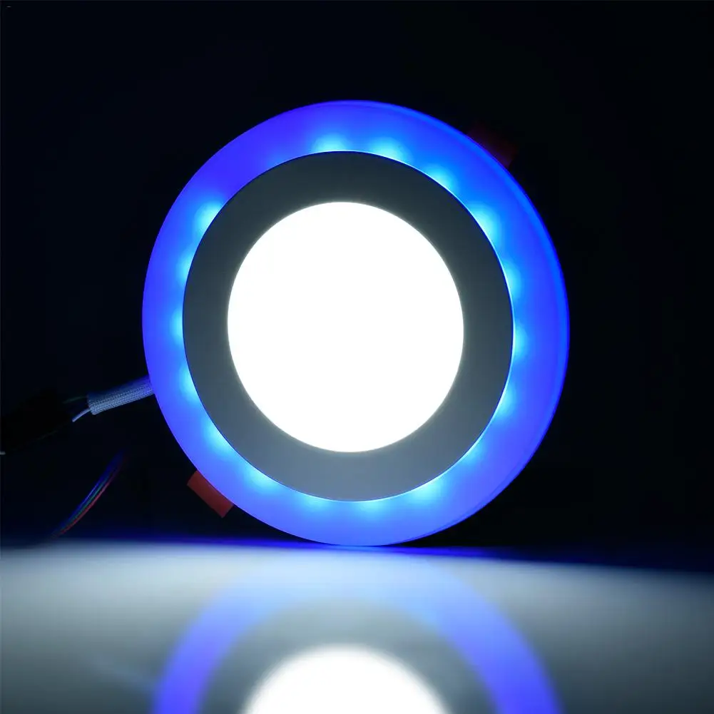 AC 100-265 в RGB Режим светодиодный круглая Светодиодная панель двойной цвет встраиваемый потолочный светильник Прожектор холодный белый+ синий пульт дистанционного управления