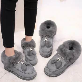 

Winter Snow Boots Female Tassel Cotton Ankle Boots for Women Shoes Woman New Korean Plus Size Warm Plush Velvet Ladies Boots