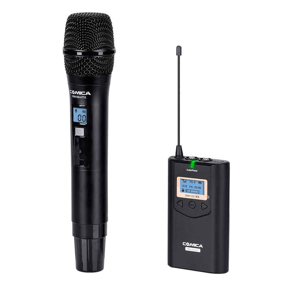 COMICA CVM-WM100H 48-Channel UHF Wireless Handheld Microphone System 328ft Range/ 16level Volume/ Real-Time Monitor