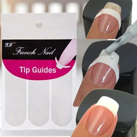 Description Picture 2 of item5 Sheets/Set 240 pcs New French Manicure Nail Art Tips Form Guide Stickers Nail Polish DIY Stencil Nail Art Accessories