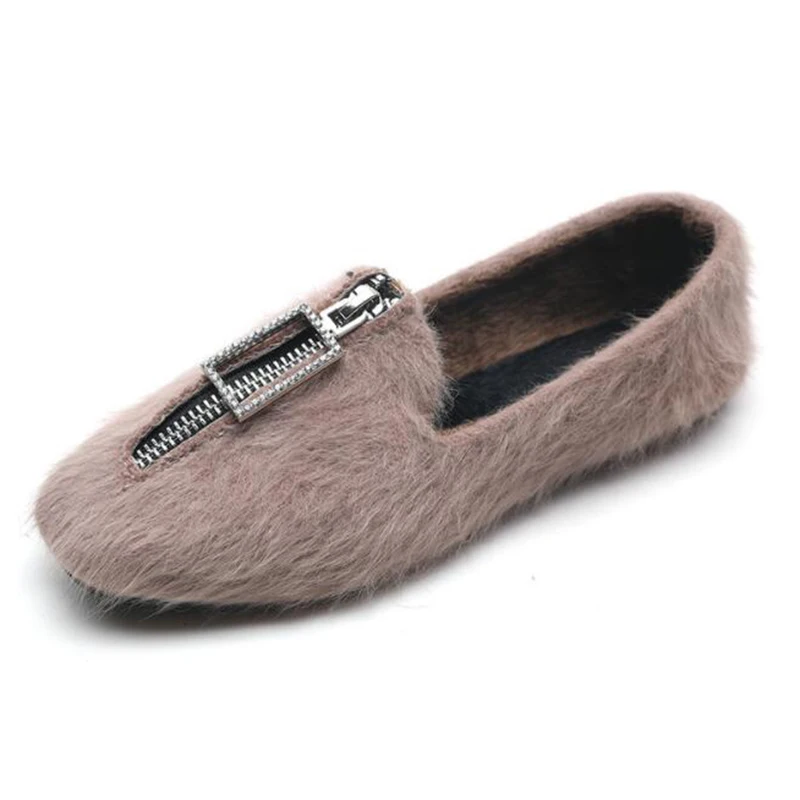 COVOYYAR/ г. Меховая женская обувь осенне-зимняя повседневная обувь на плоской подошве с меховой подкладкой женские корейские лоферы, большие размеры 35-43, WFS485