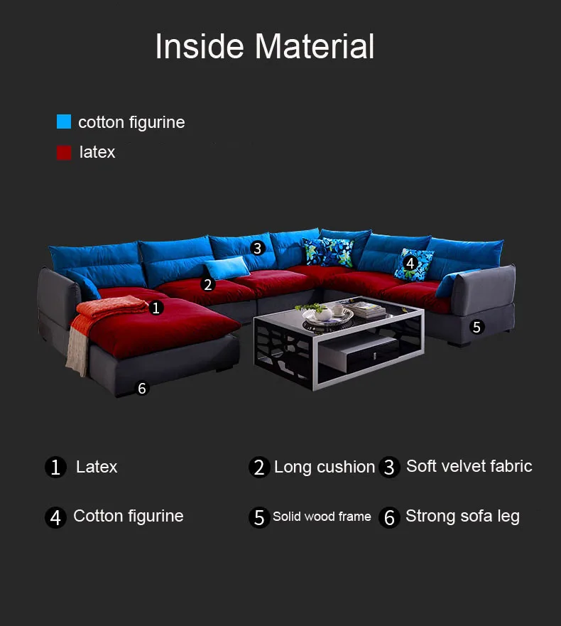 Высококачественный диван для гостиной, мебель для дома, современный дизайн, модный тканевый каркас, мягкий натуральный латекс, u-образная домашняя мебель