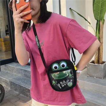 

Canvas small bag women bag New fashion cute frog shoulder messenger bag Girls Handbag mobile phone bag Leisure Crossbody Bags