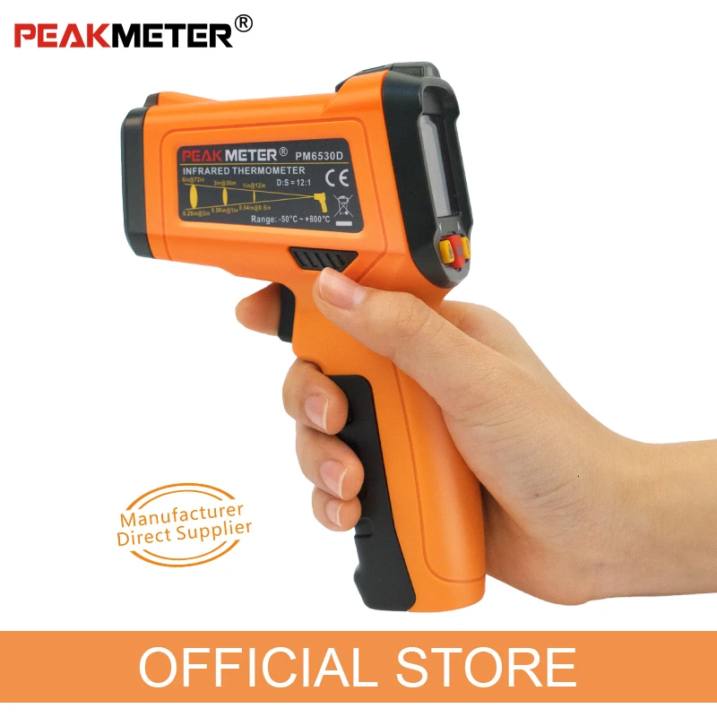 

PEAKMETER PM6530D LCD Display Handheld Infrared Thermometer -50~800 With Humidity And Dew Point IRT K Type Ambient UV Light