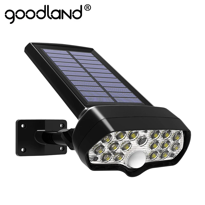 Comprar Goodland LED luz Solar Shark PIR Sensor de movimiento lámpara Solar impermeable con energía Solar proyector para lámpara de pared de jardín al aire libre