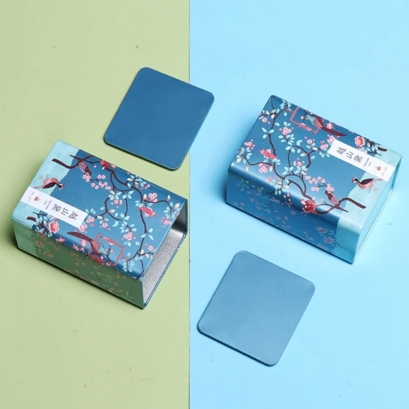 Square plum tea Box Tea Container Snack Storage Box Metal Candy Cans Vintage Kitchen Sealed Canister Chinese Style Tea