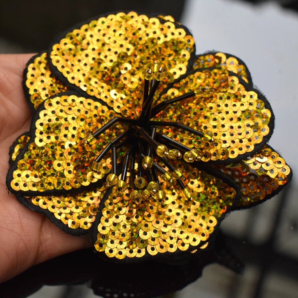 Handgemachte Perlen Stickerei Blume bunte Pailletten Patch Tuch dekoriert mit DIY Hilfsmaterial große Reparatur Loch Applikation – Detail 25