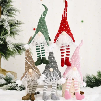 

2020 Christmas Faceless Doll Love Pendants Old Man Tied Beard Hanging Legs Knitted Pendant Window Decoration Supplies Xmas Decor