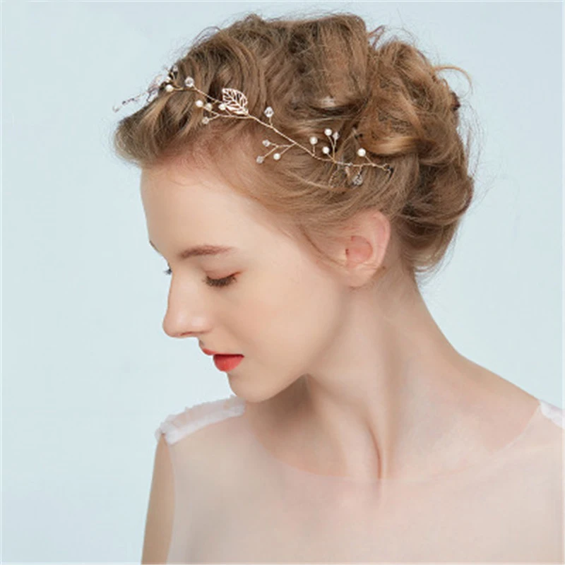 Hollowing out Leaf Bridal Wedding Hairhoop For Bride Handmade Wedding Party Jewelry Accessories Headdress Hairband Headpieces