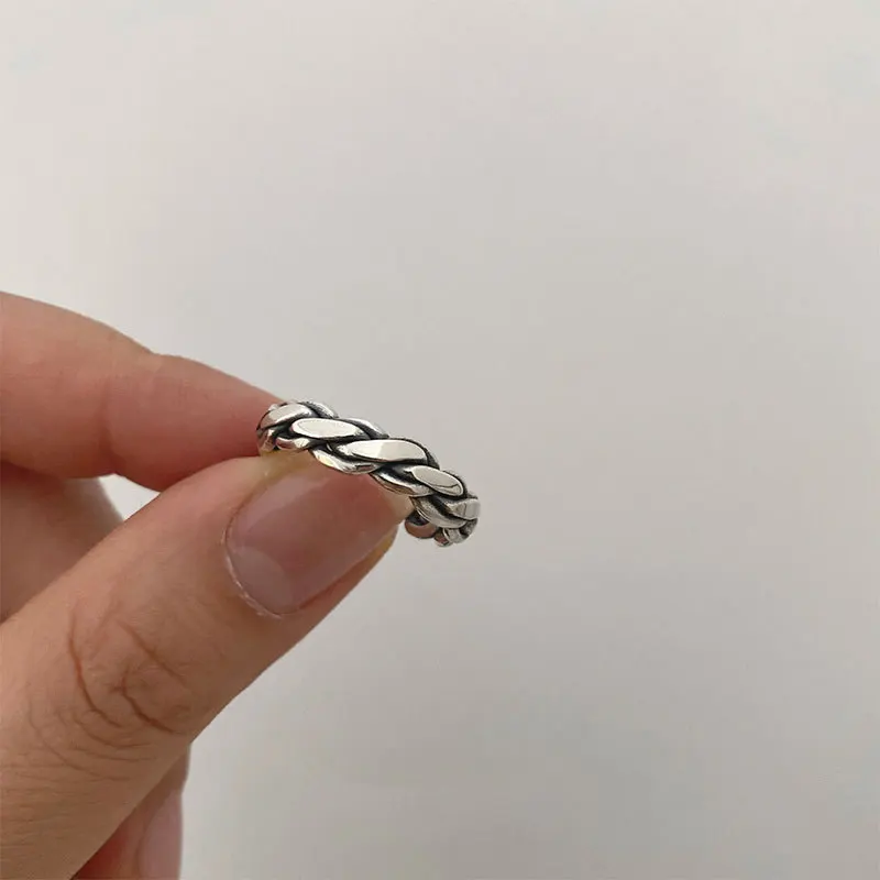 Silver Rings FOXANRY Couples Accessories Vintage Twist Design Round Shape Geometric