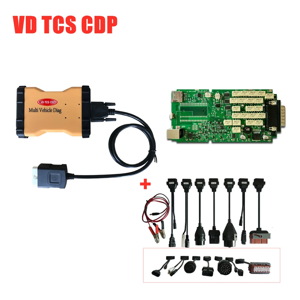 DHL MVD VD TCS C-D-P с bluetooth зеленый одиночный Pcb реле,3 с keygen на cd диагностический инструмент+ 8 шт полный набор автомобильных кабелей - Цвет: without bluetooth