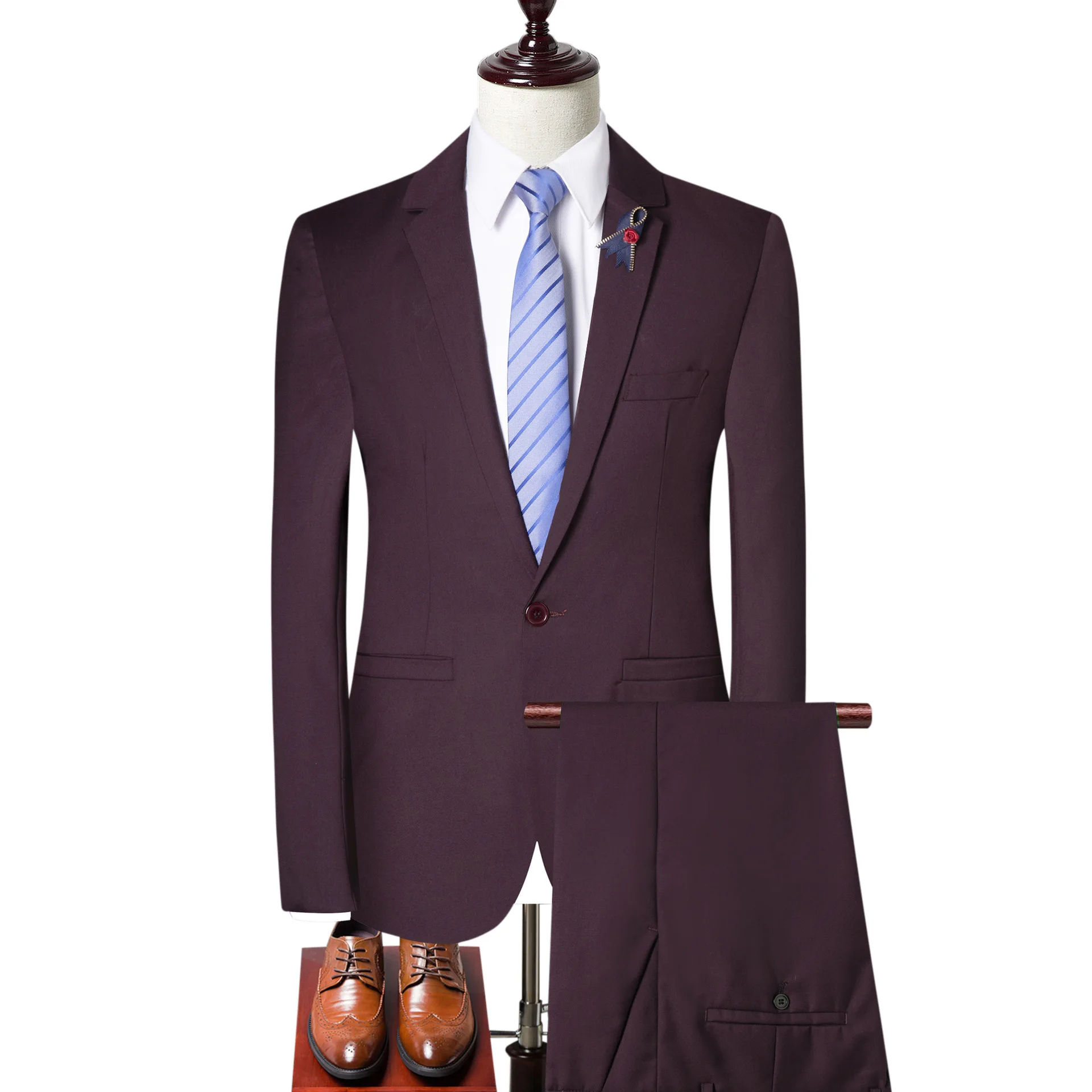 

2019 New Style Men Leisure Suit Three-piece Set Korean-style Slim Fit Suit Wedding Formal Dress