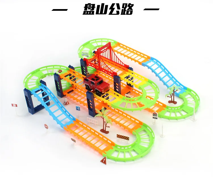 Rail Car Cartoon Flexible Small Train Car Checkpoints Adventure Set Electric Toys