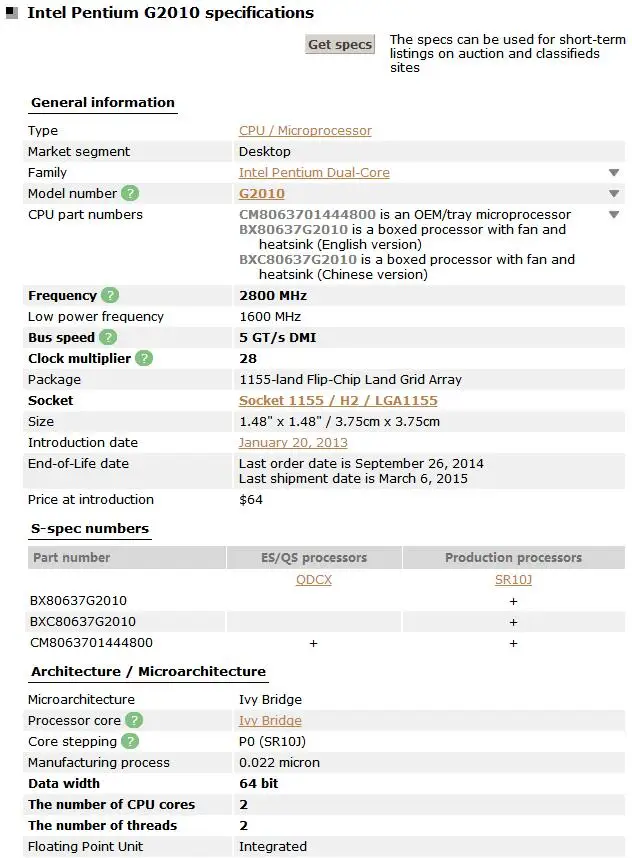 Процессор Intel Pentium G2010 3M кэш 2,8 ГГц 55 Вт cpu LGA 1155 двухъядерный процессор, работающий правильно