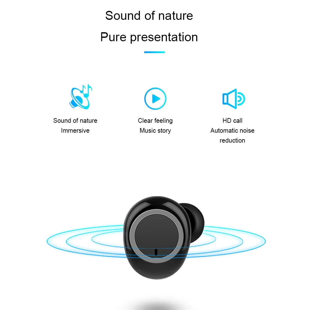 HANGRUI Bluetooth 5,0 Беспроводная Спортивная гарнитура TWS мини наушники в ухо 8D стерео двойные наушники зарядное устройство коробка с микрофоном Мобильная мощность