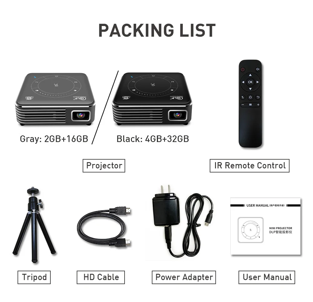  Vivicine P11 Android 9.0 Support 4K Mini Projector3D HD Portable Micro WIFI Bluetooth DLP Mobile LE