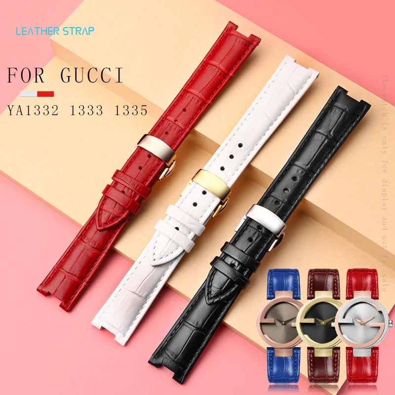 Per Gucci Ya1332 1333 Serie 1335 Uomini E Donne 16Mm 20Mm 22Mm Cinturino Per Orologio In Pelle Concava