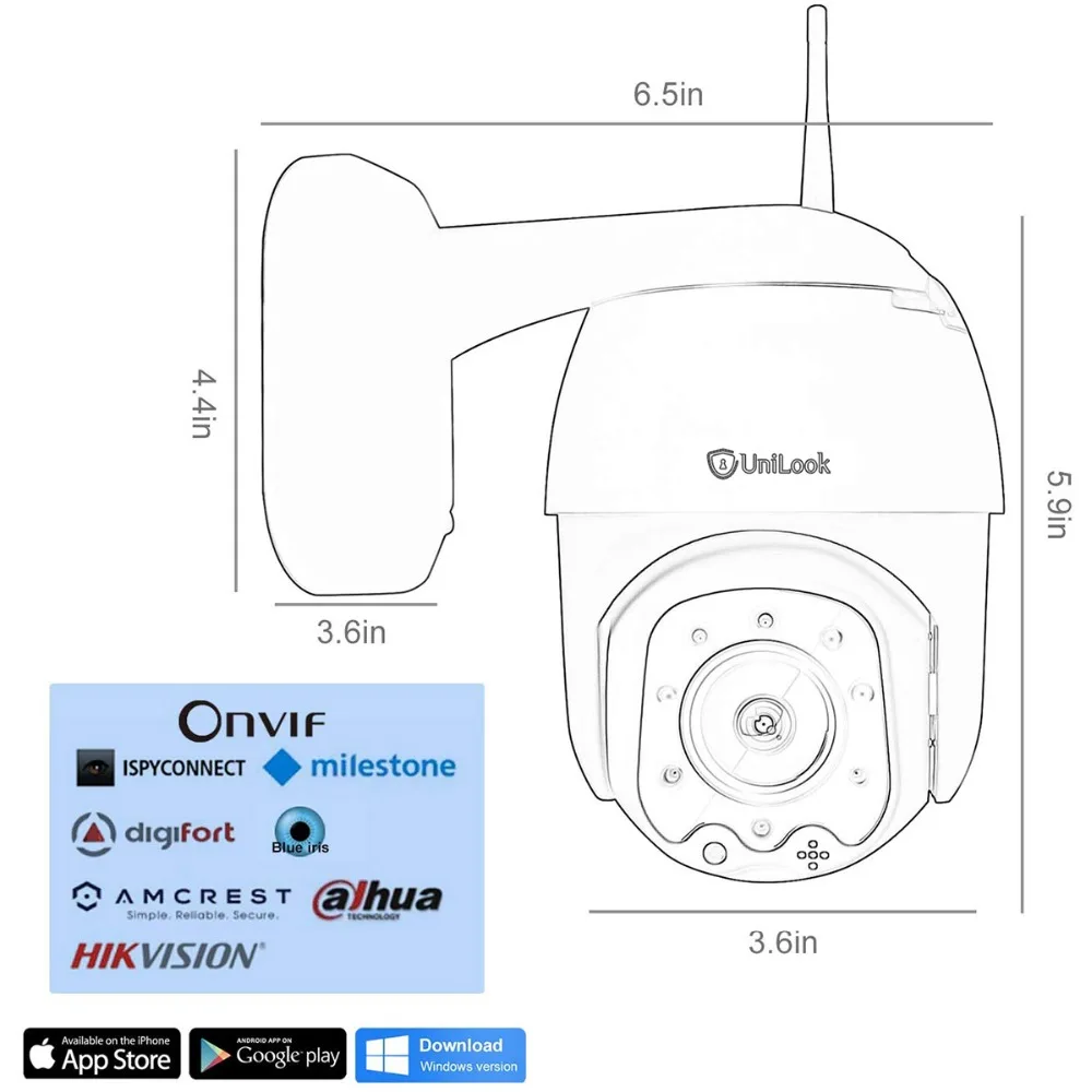 UniLook 2MP купольная PTZ Wifi камера 4X зум двухсторонняя аудио наружная Безопасность HD 1080P Беспроводная ip-камера Onvif IR 50 м H.265 P2P