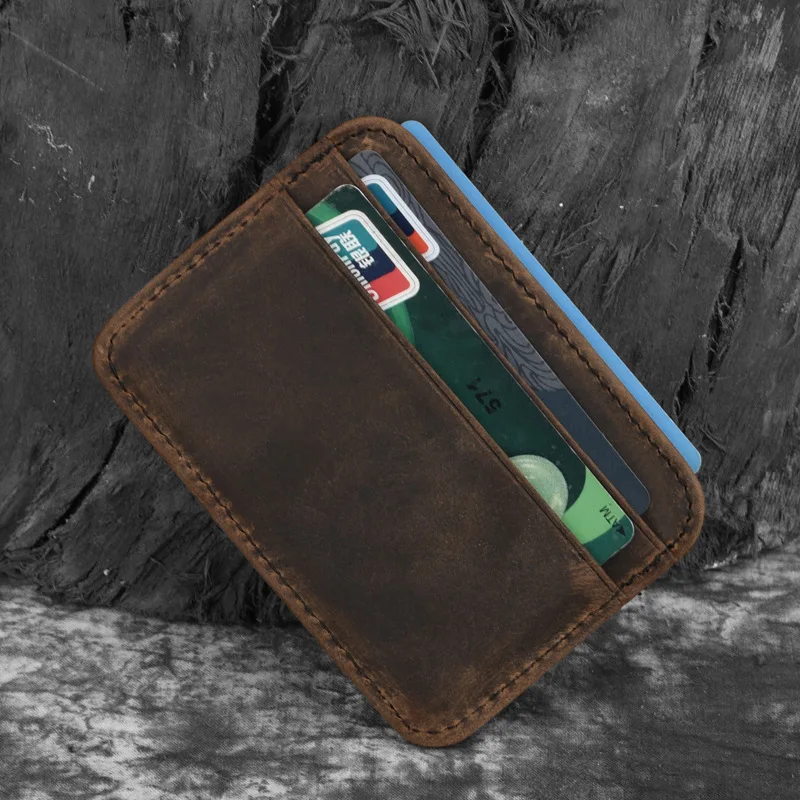 

First Layer Crazy Horse Genuine Leather Retro Multi Card Bit Card Holder Wallet Wallet Purse