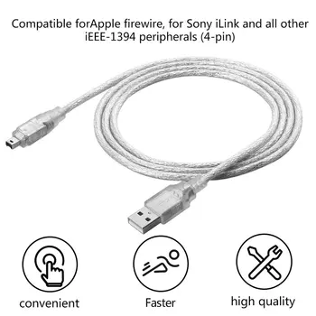 

1.2m USB 2.0 Male To Firewire iEEE 1394 4 Pin Male iLink Adapter Cable Male To Male Cable Light Flexible Cable