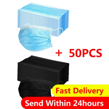 

50pcs Disposable Sanitary Mask 3-plys Nonwoven Anti-dust Mask Anti-spray Particles Breathable Earloop Face Mask Mascarilla