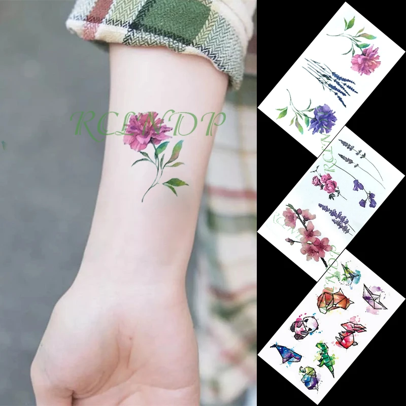 Waterproof Temporary Tattoo Sticker flower panda fox dinosaur rabbit small tatto flash tatoo fake tattoos for women men kid | Красота и