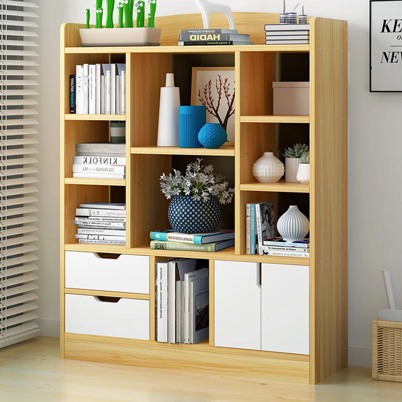 

Combined Bookcase Bookshelf Large Capacity Storage Province Space Economical Bookshelf Living Room Library Free Northern Europea