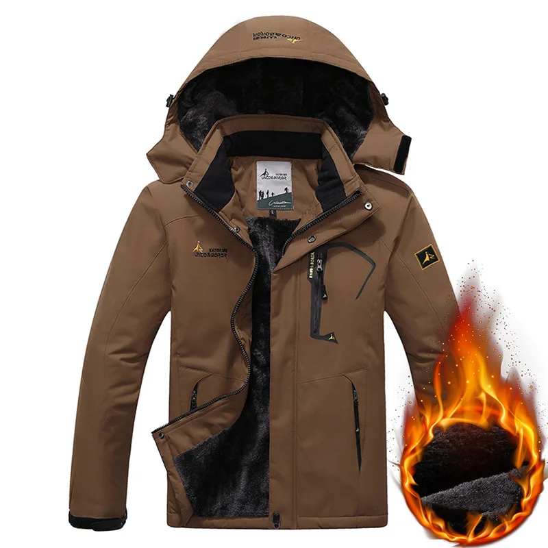 Men Brown Jacket TWTOPSE Для мужчин зимние Водонепроницаемый спортивные катание на сноуборде и лыжах куртка теплая одежда, для катания на велосипеде, для рыбалки, с защитой от ветра Пеший Туризм Кемпинг флисовой куртки пальто для активных видов спорта вне помещений - Цвет: Men Brown Jacket
