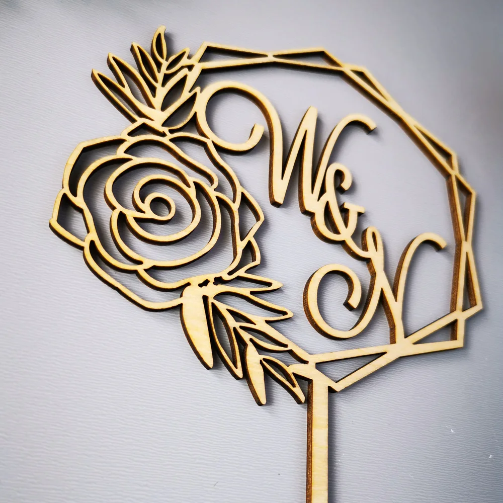 Personalized Initials letters Wedding Cake Topper,Custom Rustic Wreath Paraaf cake topper,Couple Wedding cake Decor Supplies (4)