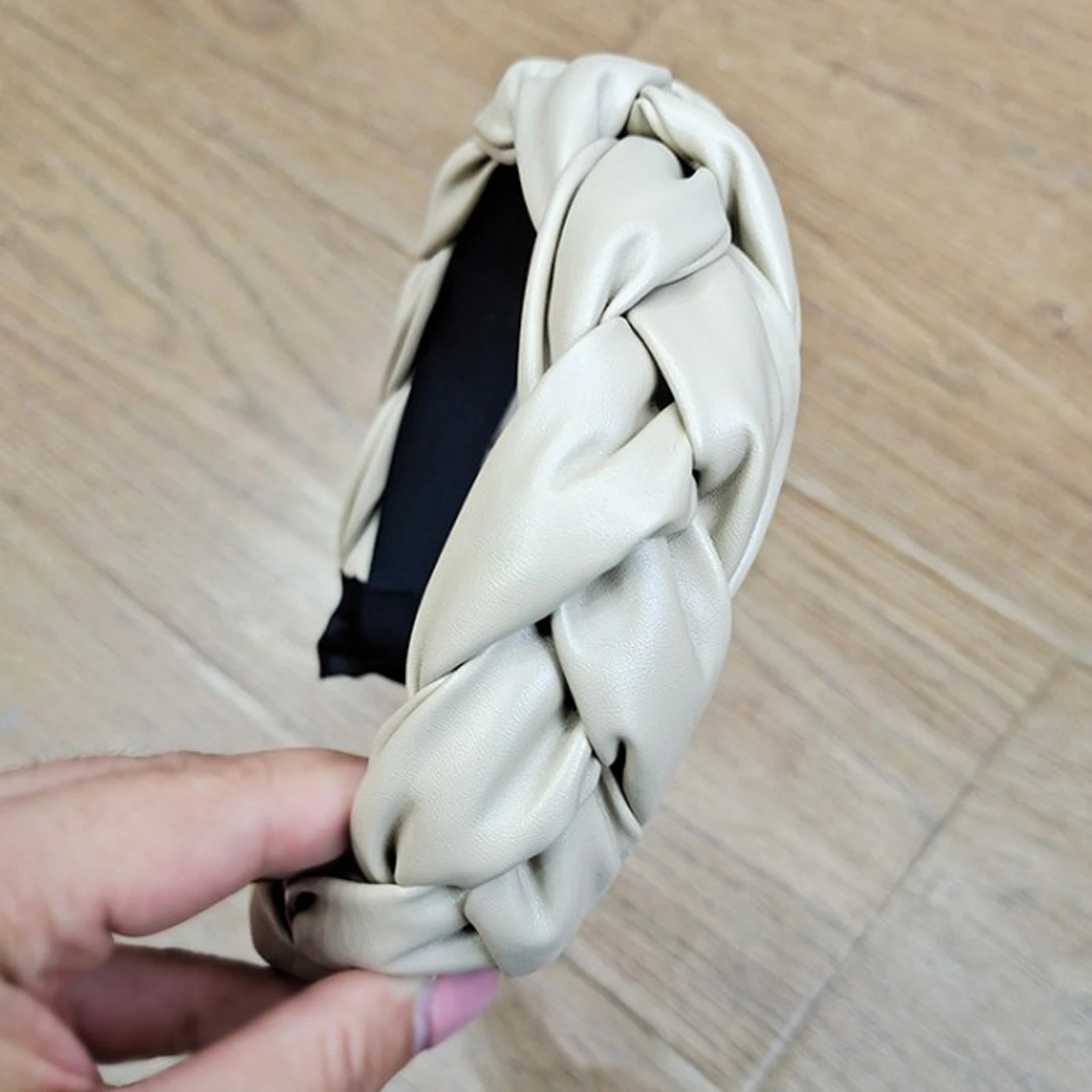 PROLY New Fashion Hair Accessories For Women Leather Hairband Cross Knot Braid Headband Adult Wide Side Headwear Hair Hoop hair clips for women