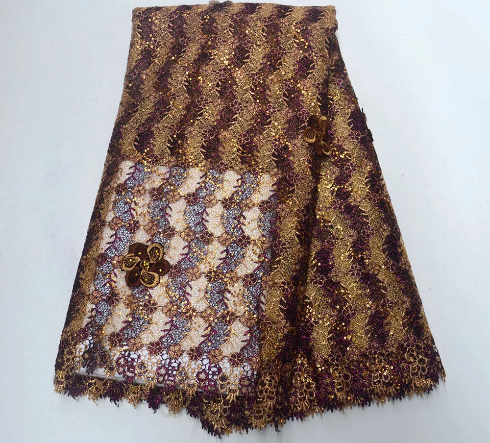 Новейшая Высококачественная кружевная ткань для нигерийской кружевной свадьбы в африканском стиле с золотой нитью гипюр шнур кружевная ткань для свадебной вечеринки - Цвет: 4