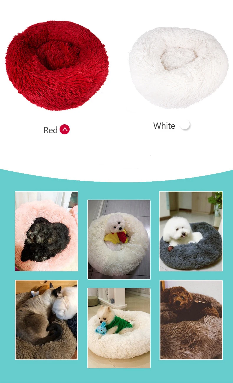 Plush Pet Cat Nest Kennel Hairy Deep Sleep Dog House Round Nest for Cats Small Medium Dogs Poodle Warm Pet Sleeping Mat Sofa Bed (5)