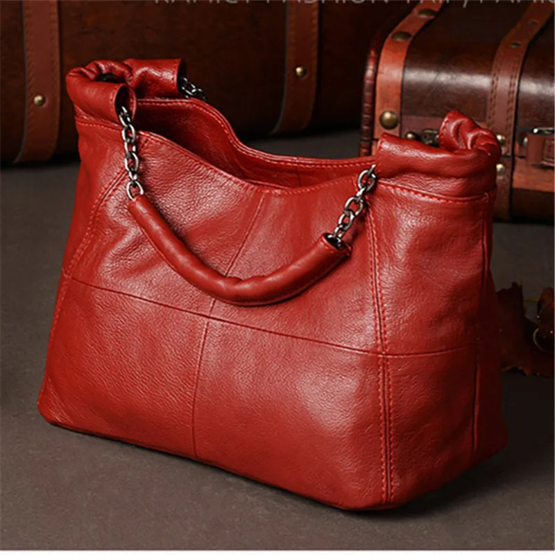 

New Red Grey White Black Yellow Genuine Leather Women's Handbag Girl Lady Shoulder Messenger Bags Female Totes M8920