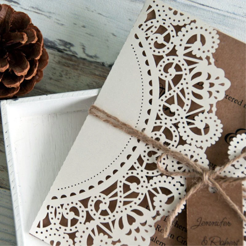  50pcs Vintage Wedding Invitation Cards Bridal Greeting Party Supplies Accessory - 4000484251090