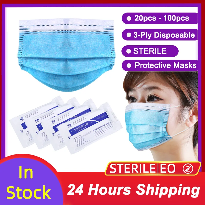

3 Layer Non-woven Thickened Disposable Mask Protective Face Mouth Masks Facial Dust-Proof Safety Masks