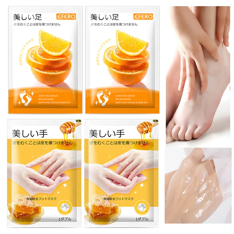 

2Pack Moisturizing Hand Spa Gloves Hand Mask Whitening Anti Dry Rough + 2Pack Foot Peeling Mask Dead Skin Care Exfoliating Masks