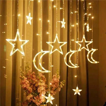 

Moon Star Lamp LED Lamp String Ins Christmas Lights Decoration Holiday Lights Curtain Lamp Wedding Neon Lantern fairy light