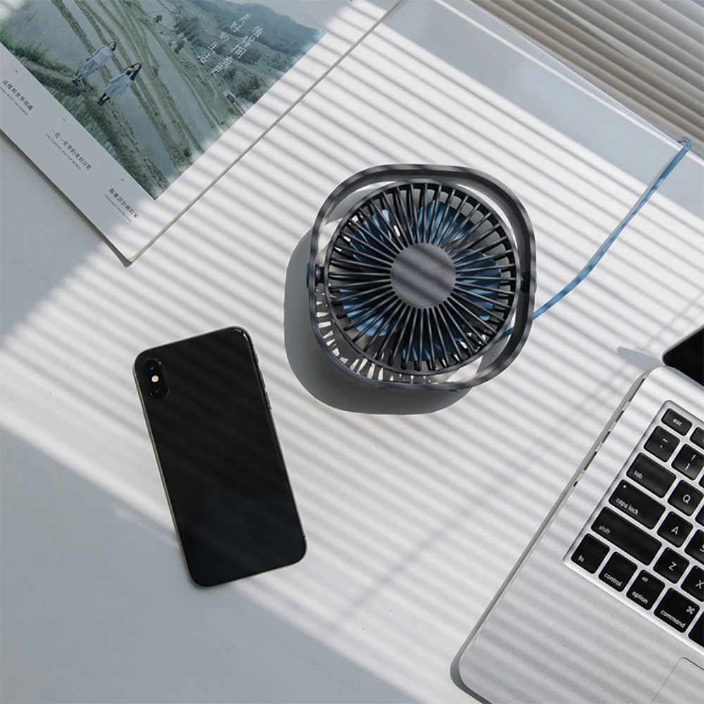 Перезаряжаемый вентилятор с Mini USB Портативный небольшими вентиляторами 360 градусов вращение третьей Шестерни Скорость ультра-тихий вентилятор охлаждения для стол