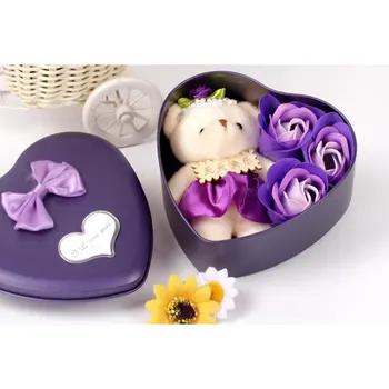 

High Quality Rose Soap Flower Valentine's Day Christmas Creative Gift 3pcs Soap Flower and Bear