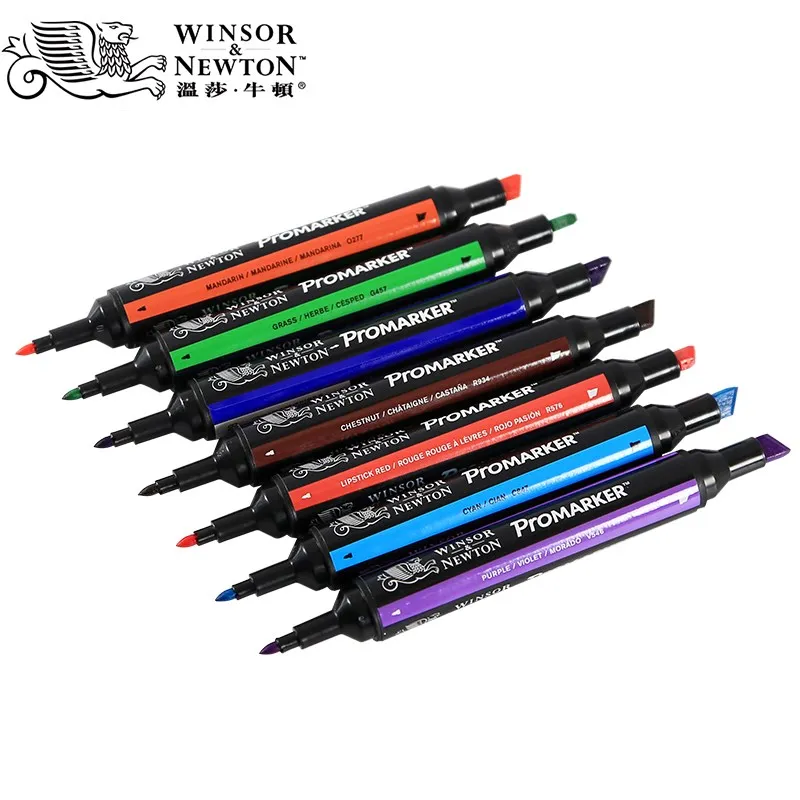 Профессиональный маркер WINSOR& NEWTON, 6/12 цветов, двухсторонняя(с круглым носком и косой) ручка для рисования, маркер, товары для рукоделия
