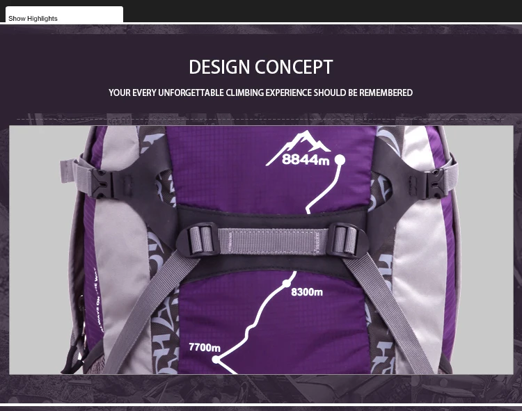 40L Outdoor Sport Bag Rucksack Waterproof Climbing Camping Travel Hiking Mountaineering Trekking Backpack with Rain Cover