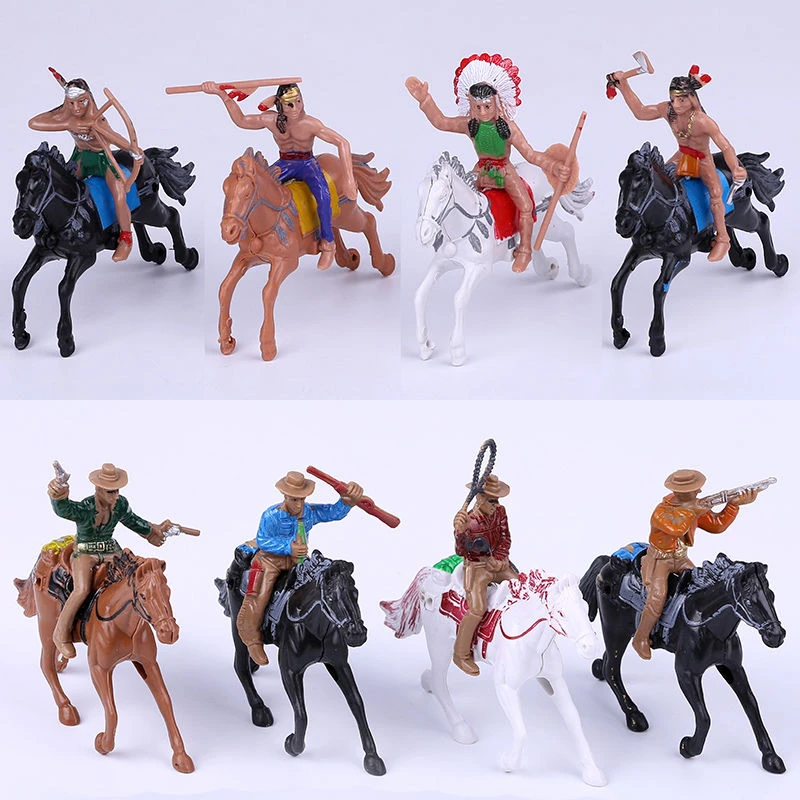 Juguete clásico de plástico para niños, caballo indio pequeño, vaquero Oeste, modelo de figura de soldados militares, 16 piezas|Militar figuras de acción| - AliExpress